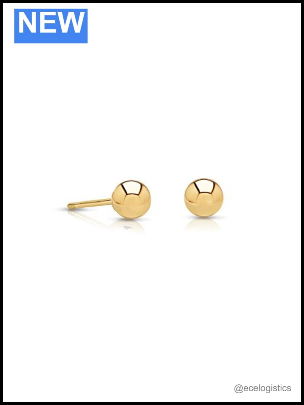 14k Yellow Gold Round Ball Stud Earrings with Pushback